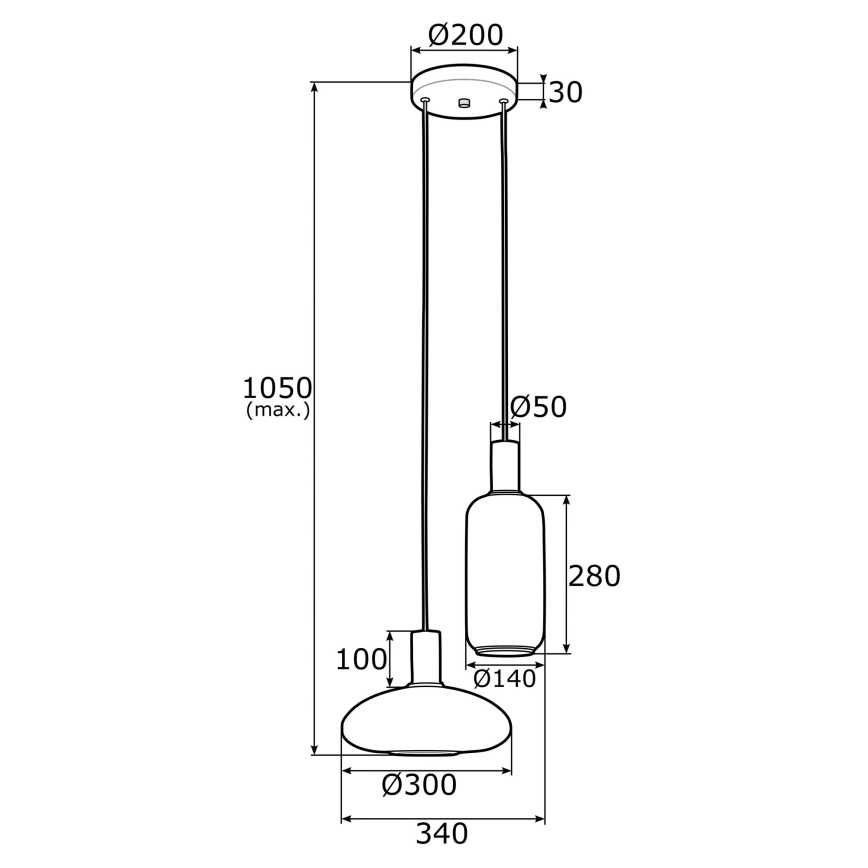 Argon 0896 - Hanglamp aan een koord SAGUNTO 2xE27/15W/230V messing