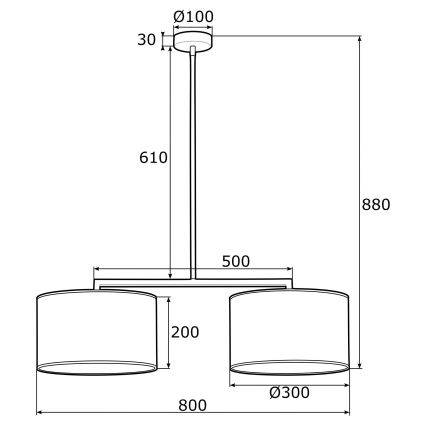 Argon 0899 - Hanglamp aan een paal KARIN 2xE27/15W/230V zwart