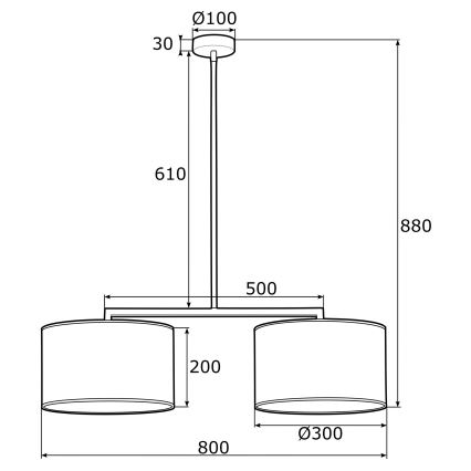 Argon 0900 - Hanglamp aan een paal KARIN 2xE27/15W/230V wit