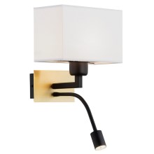 Argon 1040 - LED Wand Lamp BILL 1xE27/15W/230V + LED/4,5W wit/messing/zwart