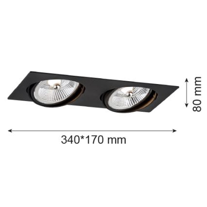 Argon 1047 - Inbouwverlichting OLIMP 2xGU10-AR111/12W/230V zwart