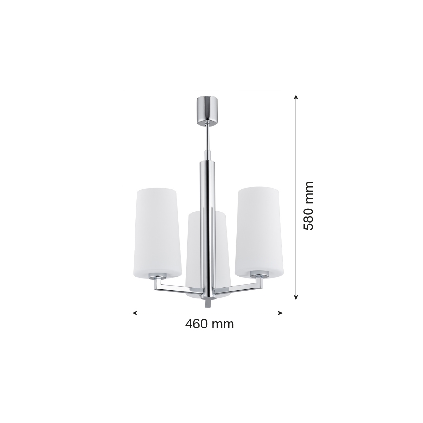 Argon 1224 - Hanglamp aan een paal CAMELOT 3xE27/15W/230V glanzend chroom