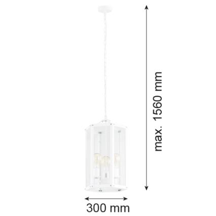 Argon 1251 - Hanglamp aan een ketting BODRUM 3xE27/15W/230V wit