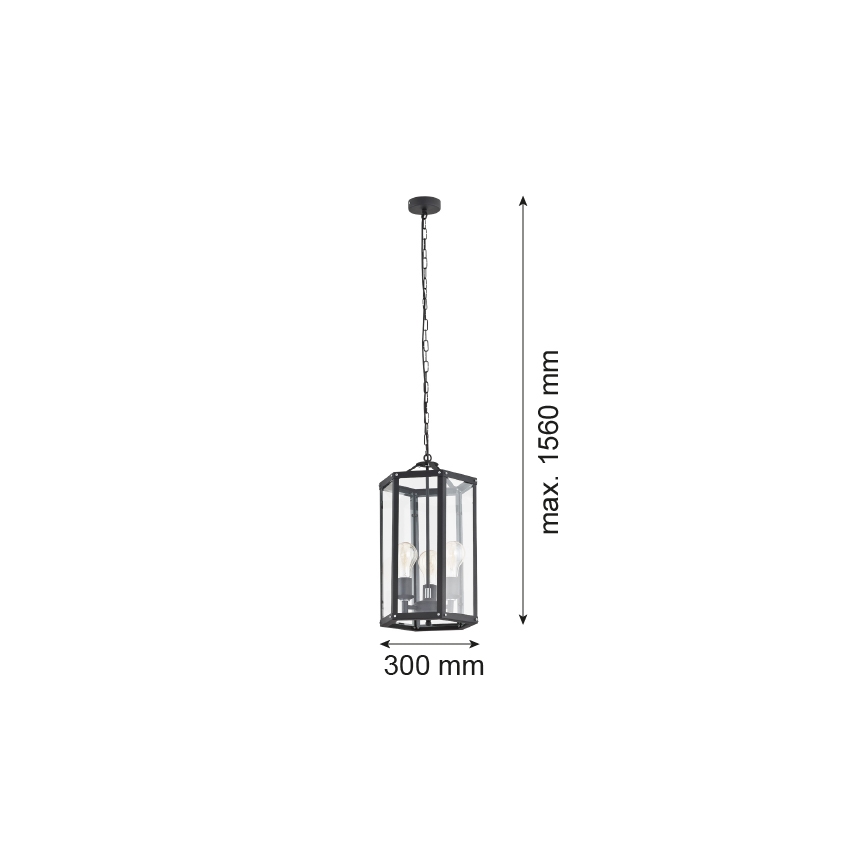 Argon 1253 - Hanglamp aan een ketting BODRUM 3xE27/15W/230V zwart