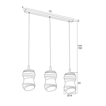 Argon 1366 - LED Hanglamp aan koord COMO 3xLED/5W/230V