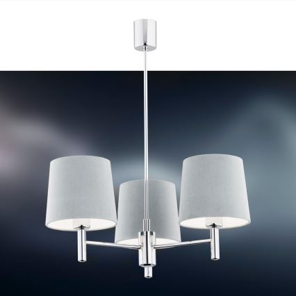 Argon 1383 - Hanglamp aan een paal BOLZANO 3xE27/15W/230V blauw/glanzend chroom