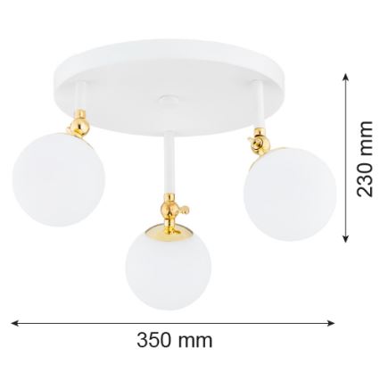 Argon 1434 - Bevestigde badkamer hanglamp LATINA 3xE14/7W/230V IP44 wit/gouden
