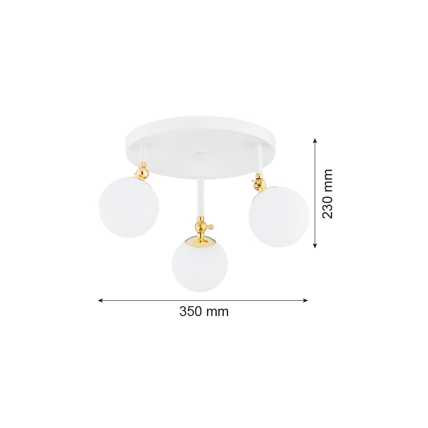 Argon 1434 - Bevestigde badkamer hanglamp LATINA 3xE14/7W/230V IP44 wit/gouden