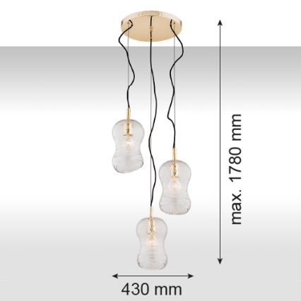 Argon 1464 - Hanglamp aan koord CADIZ 3xE27/15W/230V