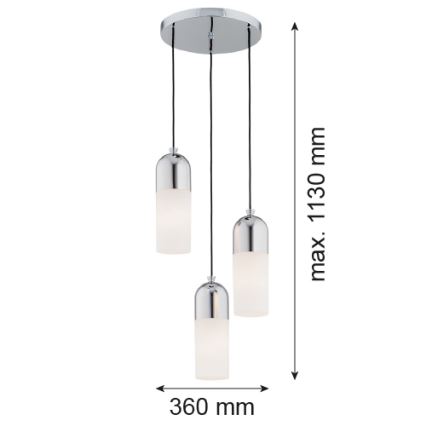 Argon 1465 - Hanglamp aan een koord BURGOS 3xE27/15W/230V glanzend chroom