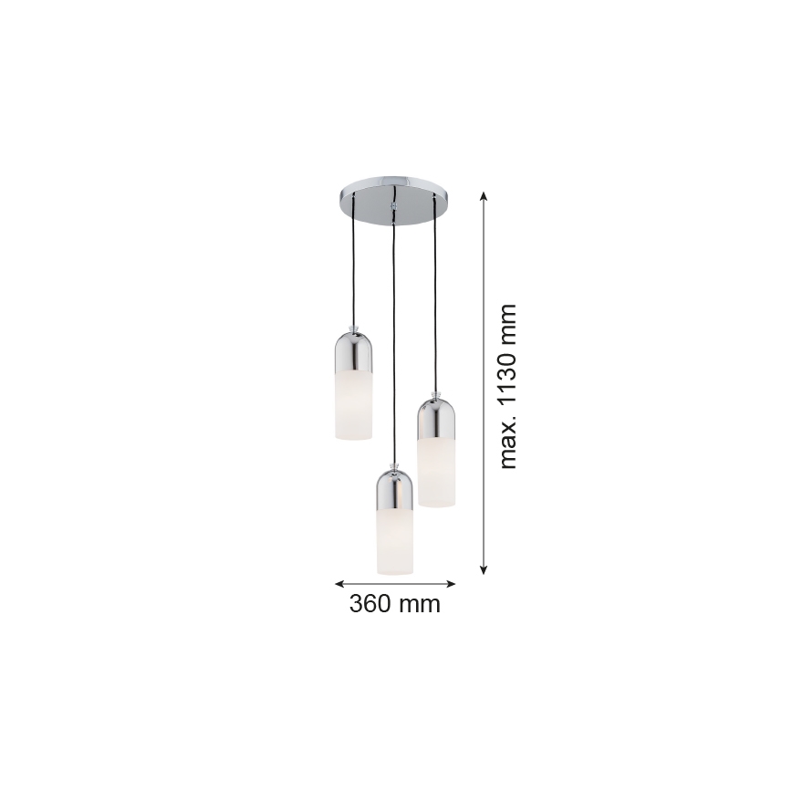 Argon 1465 - Hanglamp aan een koord BURGOS 3xE27/15W/230V glanzend chroom