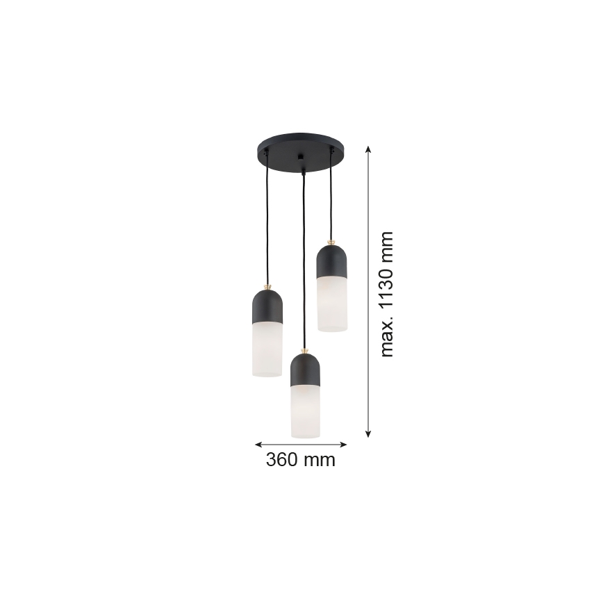 Argon 1467 - Hanglamp aan een koord BURGOS 3xE27/15W/230V zwart