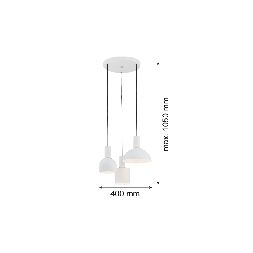 Argon 1468 - Hanglamp aan een koord SINES 3xE27/15W/230V wit