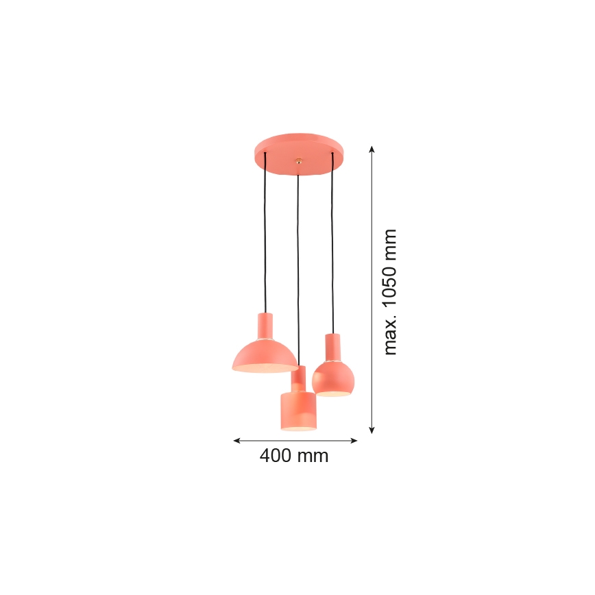 Argon 1469 - Hanglamp aan een koord SINES 3xE27/15W/230V oranje