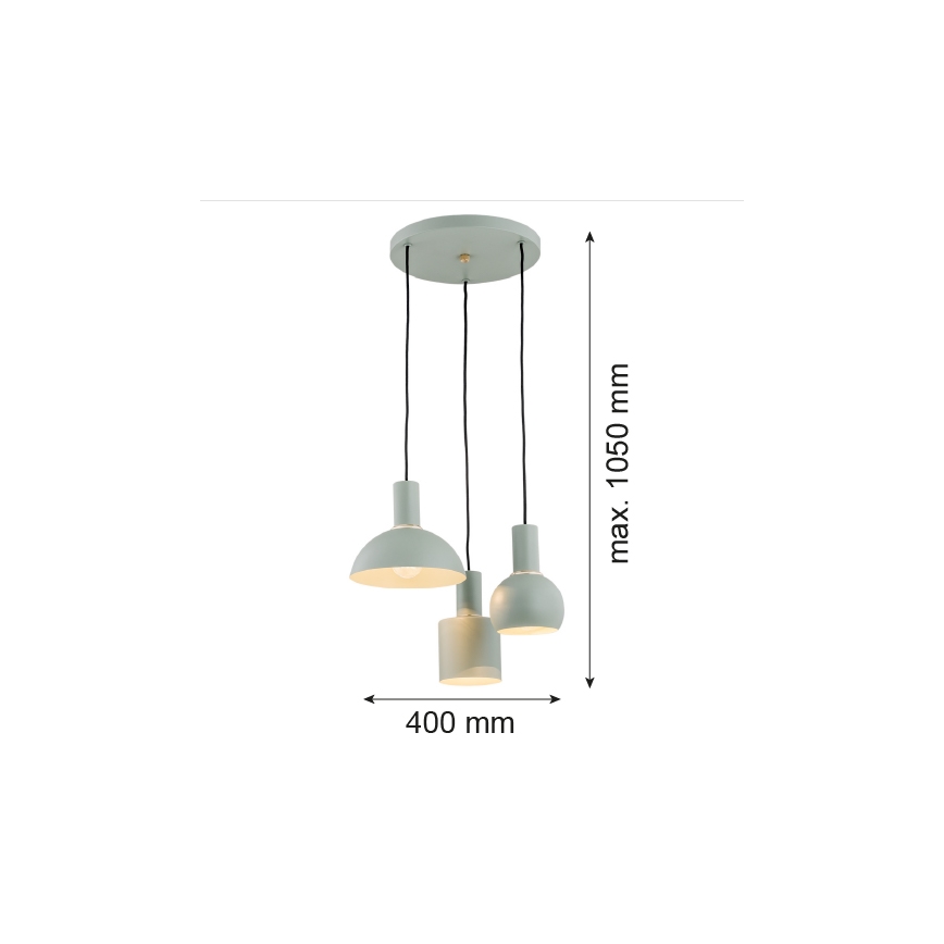 Argon 1470 - Hanglamp aan een koord SINES 3xE27/15W/230V groen