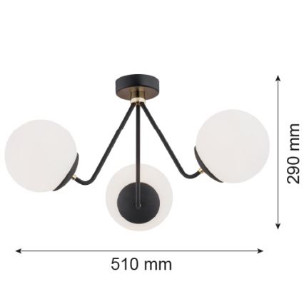 Argon 1478 - Hanglamp voor Oppervlak Montage TOMAR 3xE27/15W/230V zwart