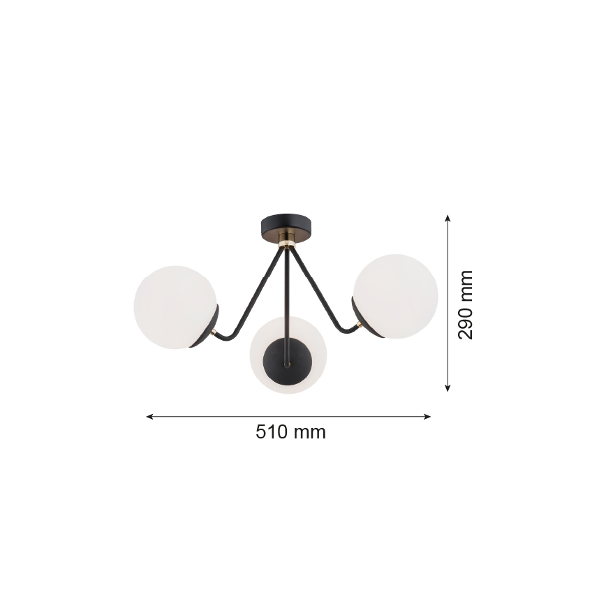 Argon 1478 - Hanglamp voor Oppervlak Montage TOMAR 3xE27/15W/230V zwart