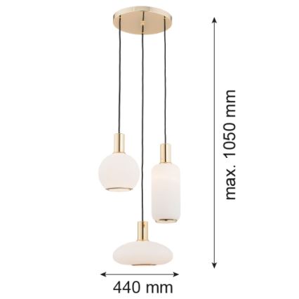 Argon 1489 - Hanglamp aan een koord SAGUNTO 3xE27/15W/230V messing