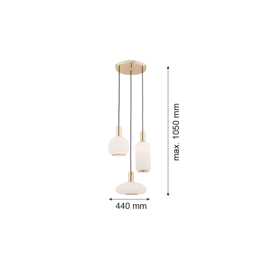 Argon 1489 - Hanglamp aan een koord SAGUNTO 3xE27/15W/230V messing