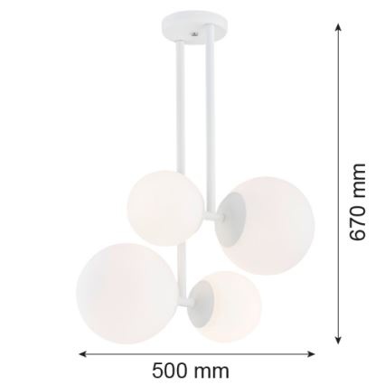 Argon 1644 - Hanglamp aan een paal ASPEN 4xE27/15W/230V wit