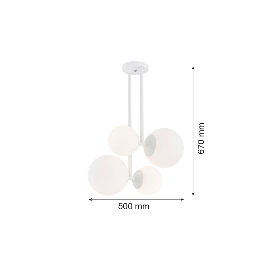 Argon 1644 - Hanglamp aan een paal ASPEN 4xE27/15W/230V wit