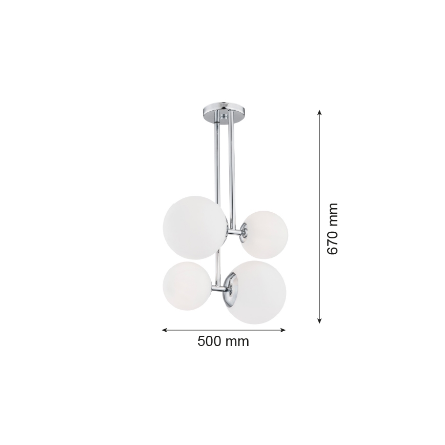 Argon 1646 - Hanglamp aan een paal ASPEN 4xE27/15W/230V glanzend chroom