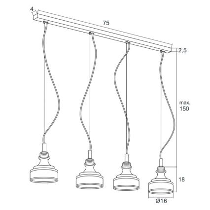 Argon 1650 - LED Hanglamp aan koord TULUZA 4xLED/5W/230V