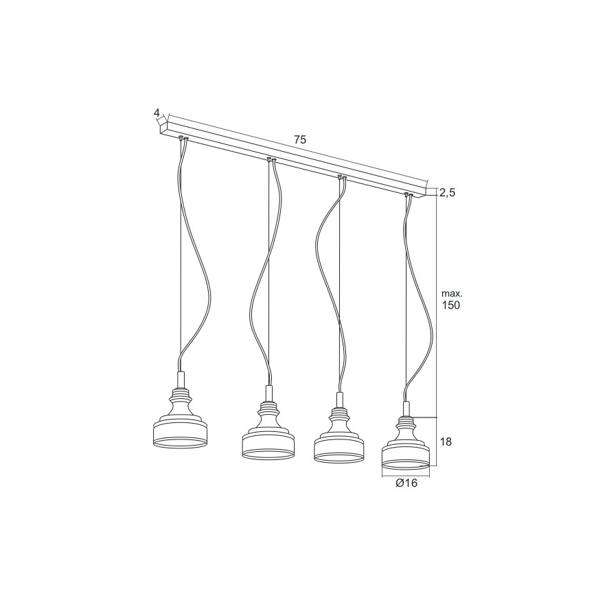 Argon 1650 - LED Hanglamp aan koord TULUZA 4xLED/5W/230V