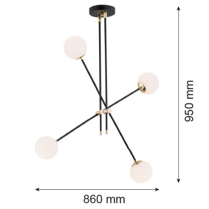 Argon 1696 - Hanglamp aan een buis ABSTRACT 4xE14/7W/230V zwart