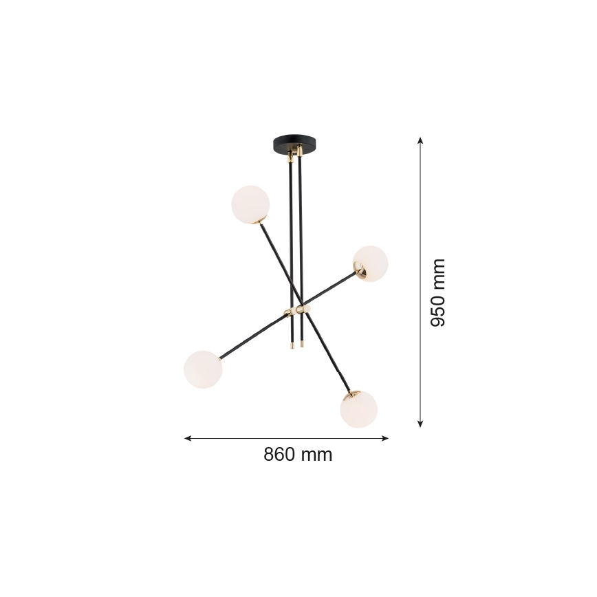Argon 1696 - Hanglamp aan een buis ABSTRACT 4xE14/7W/230V zwart