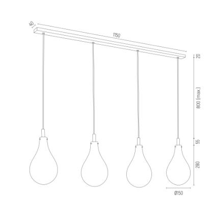 Argon 1740 - Hanglamp aan een koord OAKLAND 4xG9/6W/230V