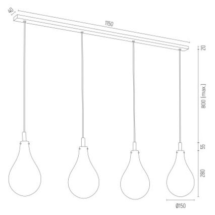 Argon 1741 - Hanglamp aan een koord OAKLAND 4xG9/6W/230V