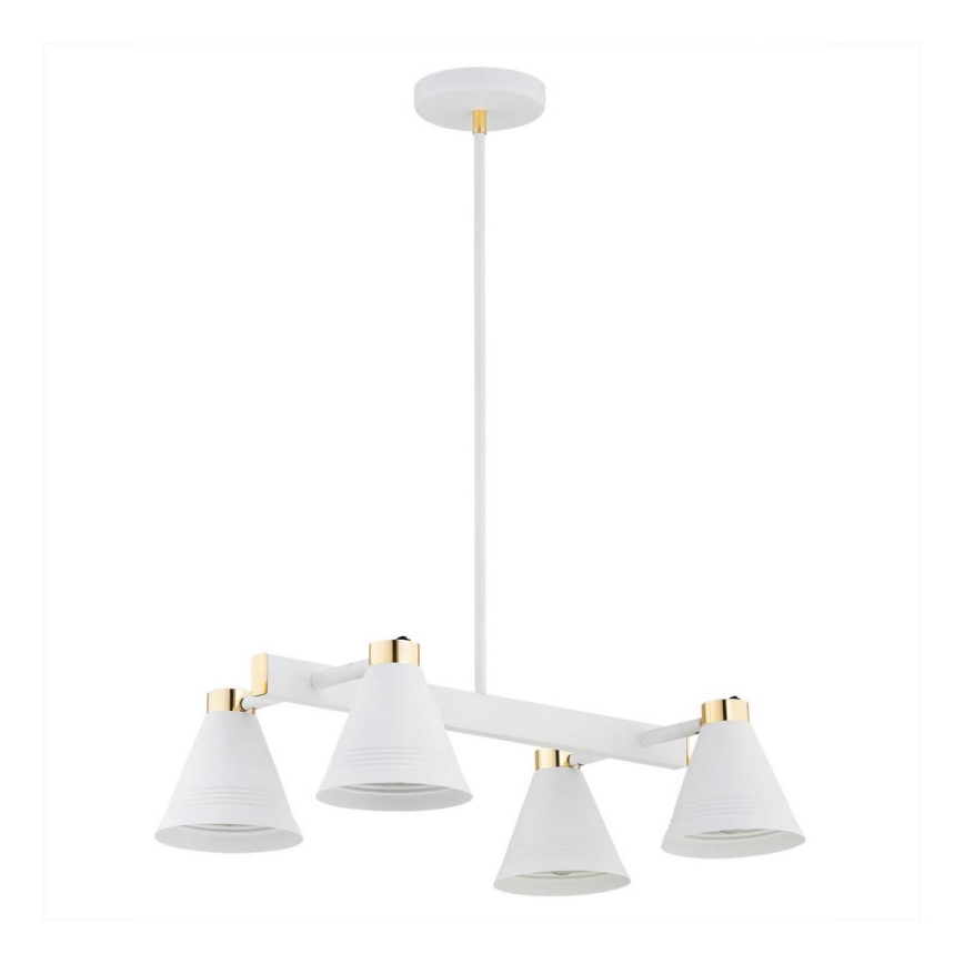 Argon 1773 - Hanglamp aan een paal AVALONE 4xE27/15W/230V wit/goud