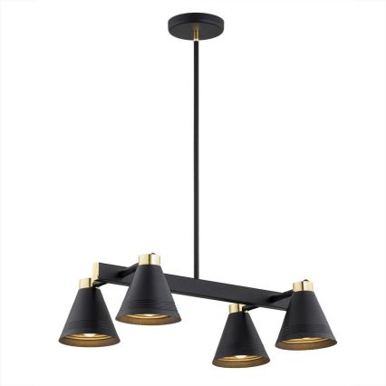 Argon 1774 - Hanglamp aan een paal AVALONE 4xE27/15W/230V zwart/goud