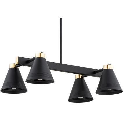 Argon 1774 - Hanglamp aan een paal AVALONE 4xE27/15W/230V zwart/goud