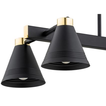 Argon 1774 - Hanglamp aan een paal AVALONE 4xE27/15W/230V zwart/goud