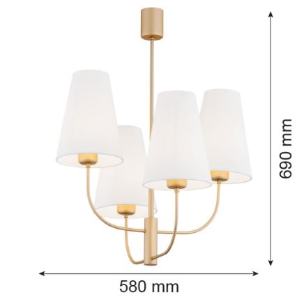 Argon 1821 - Hanglamp SAFIANO 4xE27/15W/230V goud