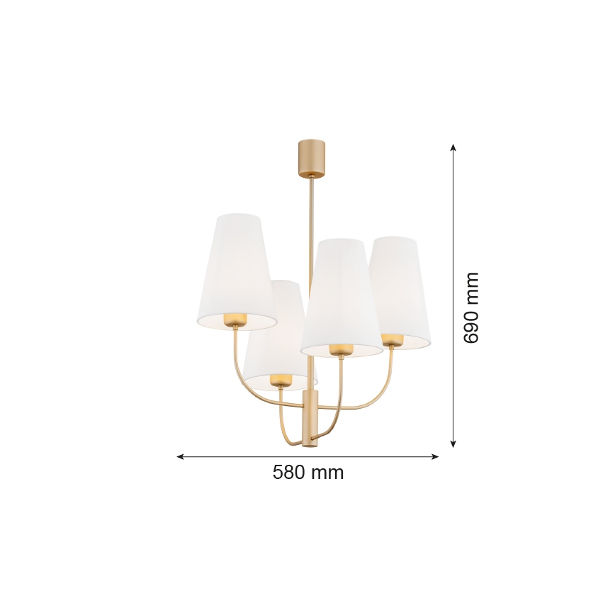 Argon 1821 - Hanglamp SAFIANO 4xE27/15W/230V goud