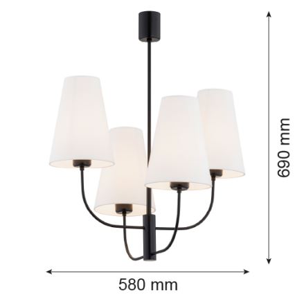 Argon 1822 - Hanglamp SAFIANO 4xE27/15W/230V zwart