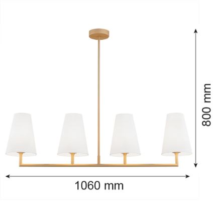 Argon 1828 - Hanglamp met vaste pendel SAFIANO 4xE27/15W/230V goud