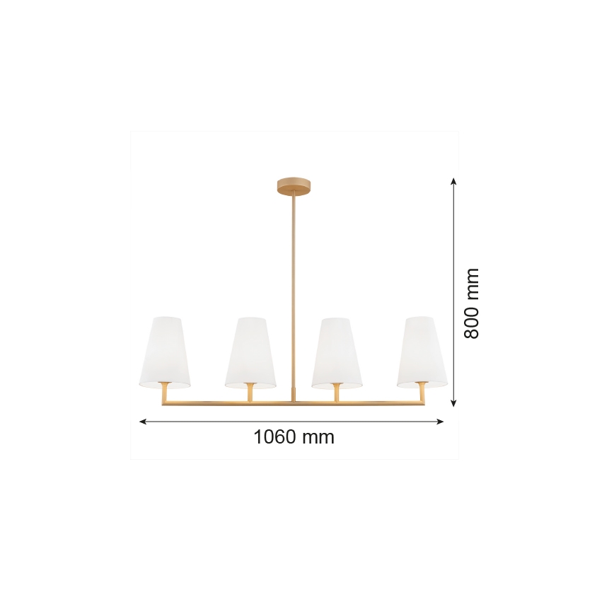 Argon 1828 - Hanglamp met vaste pendel SAFIANO 4xE27/15W/230V goud