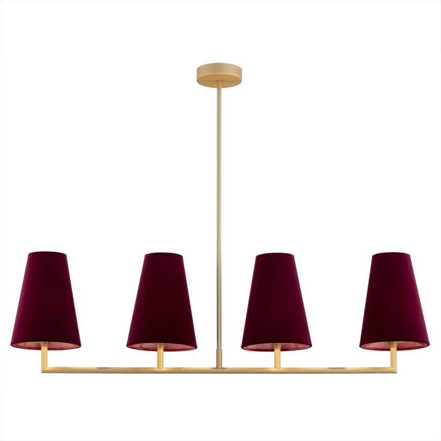 Argon 1829 - Hanglamp met vaste pendel SAFIANO 4xE27/15W/230V bordeaux