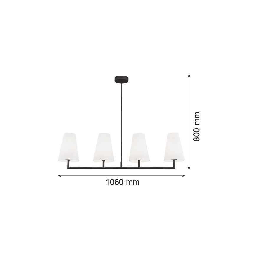 Argon 1831 - Hanglamp met vaste pendel SAFIANO 4xE27/15W/230V zwart