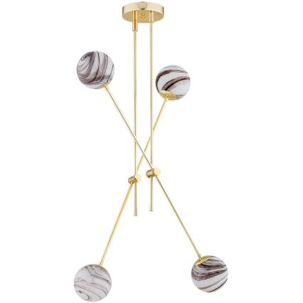 Argon 1840 - Hanglamp met vaste pendel ABSOS 4xE14/7W/230V albast goud