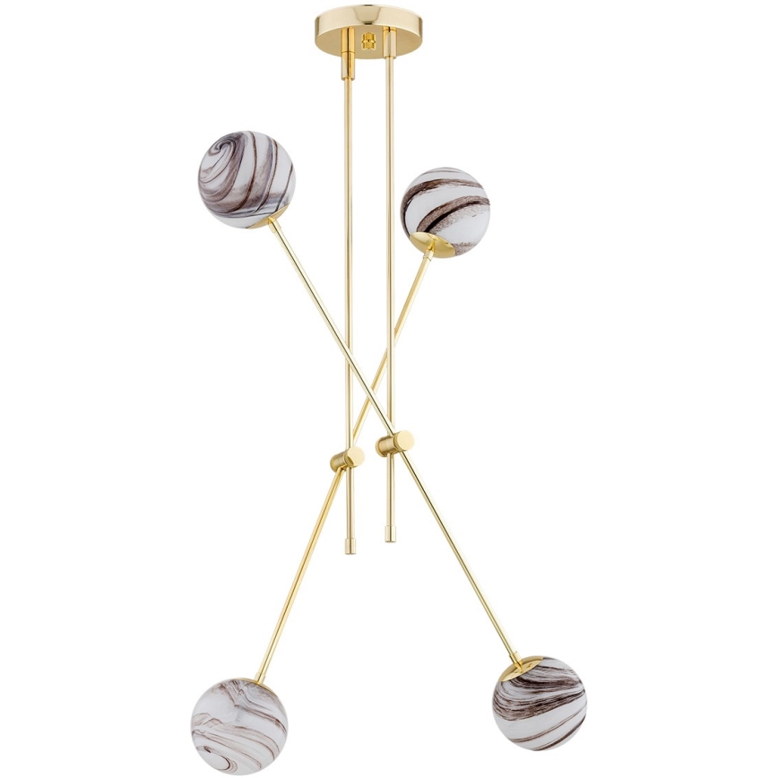 Argon 1840 - Hanglamp met vaste pendel ABSOS 4xE14/7W/230V albast goud