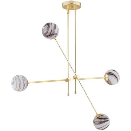 Argon 1840 - Hanglamp met vaste pendel ABSOS 4xE14/7W/230V albast goud