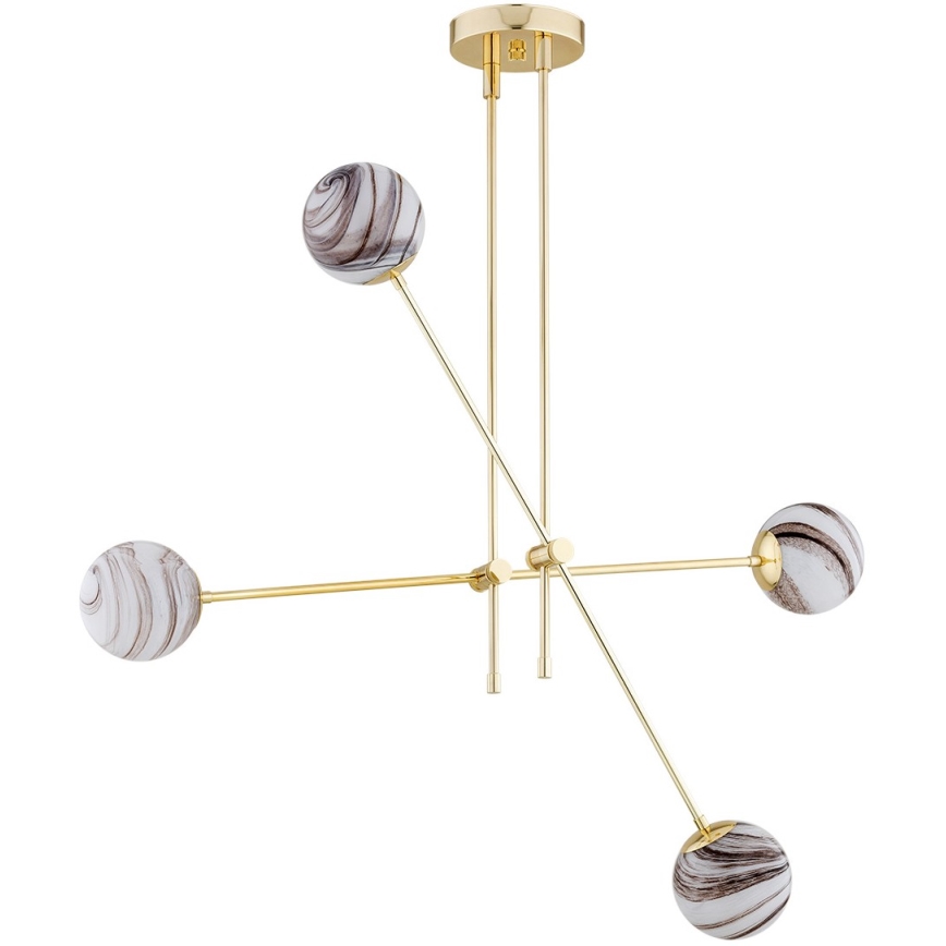 Argon 1840 - Hanglamp met vaste pendel ABSOS 4xE14/7W/230V albast goud