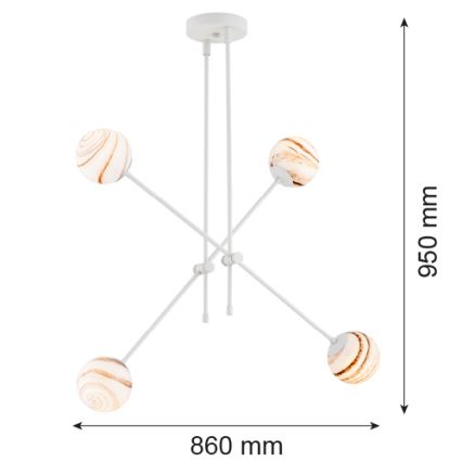 Argon 1841 - Hanglamp met vaste pendel ABSOS 4xE14/7W/230V albast wit