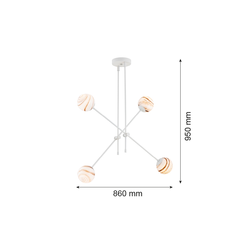 Argon 1841 - Hanglamp met vaste pendel ABSOS 4xE14/7W/230V albast wit