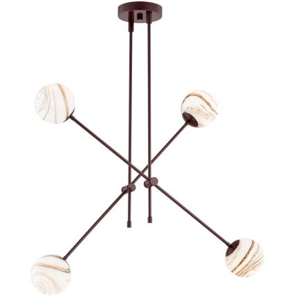 Argon 1842 - Hanglamp met vaste pendel ABSOS 4xE14/7W/230V albast bruin